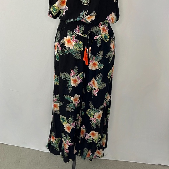 Blue Island Strapless Black/Floral Jumper (Hawaiian) Sz M - Picture 3 of 9